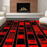 Ultra Soft Area Rug, Non Slip, Stain Resistant, Washable Area Rugs for Living Room, Bedroom, Lively Contemporary Graphic Design(Red)