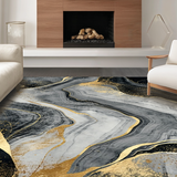 Ultra Soft Area Rug, Non Slip, Stain Resistant, Washable Area Rugs for Living Room, Bedroom, Sleek Abstract Grey Marble Aesthetic(Black)