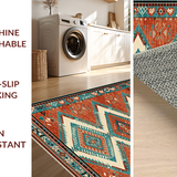 Ultra Soft Area Rug, Non Slip, Stain Resistant, Washable Area Rugs for Living Room, Bedroom, Elegant Vibrant Diamond Elements(Red)