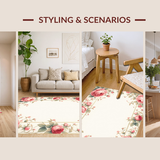 Ultra Soft Area Rug, Non Slip, Stain Resistant, Washable Area Rugs for Living Room, Bedroom, Bright Cheerful Petal Display(Beige)