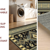 Ultra Soft Area Rug, Non Slip, Stain Resistant, Washable Area Rugs for Living Room, Bedroom, Sleek Transitional Curved Patterns(Gold)