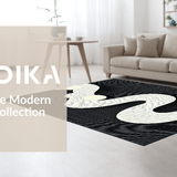 Ultra Soft Area Rug, Non Slip, Stain Resistant, Washable Area Rugs for Living Room, Bedroom, Contemporary Snake Motif Artwork(White)
