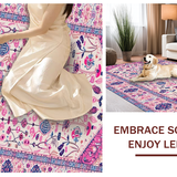 Ultra Soft Area Rug, Non Slip, Stain Resistant, Washable Area Rugs for Living Room, Bedroom, Lively Multicolor Organic Shapes(Pink)