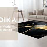 Ultra Soft Area Rug, Non Slip, Stain Resistant, Washable Area Rugs for Living Room, Bedroom, Elegant Fluid Motif in Monochrome(Black)