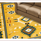 Ultra Soft Area Rug, Non Slip, Stain Resistant, Washable Area Rugs for Living Room, Bedroom, Rustic Earthy Aztec Motif(Yellow)