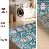 Ultra Soft Area Rug, Non Slip, Stain Resistant, Washable Area Rugs for Living Room, Bedroom, Contemporary Light Pink Ogee Pattern(Blue)