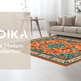 Ultra Soft Area Rug, Non Slip, Stain Resistant, Washable Area Rugs for Living Room, Bedroom, Transitional Cozy Tiled Motif(Orange)