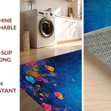 Ultra Soft Area Rug, Non Slip, Stain Resistant, Washable Area Rugs for Living Room, Bedroom, Tropical Aquatic Sanctuary Rug With Gentle Turtles Drifting Through Reefs(Blue)
