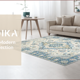 Ultra Soft Area Rug, Non Slip, Stain Resistant, Washable Area Rugs for Living Room, Bedroom, Rustic Light Grey Tiled Design(Beige)