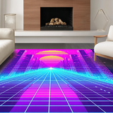 Ultra Soft Area Rug, Non Slip, Stain Resistant, Washable Area Rugs for Living Room, Bedroom, Vibrant Tunnel Pattern Design(Purple)