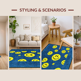 Ultra Soft Area Rug, Non Slip, Stain Resistant, Washable Area Rugs for Living Room, Bedroom, Funky Abstract Happy Design(Blue)