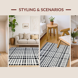 Ultra Soft Area Rug, Non Slip, Stain Resistant, Washable Area Rugs for Living Room, Bedroom, Modernist Dual-Shade Floor Covering with Geometric Striped Pattern(Black)