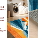 Ultra Soft Area Rug, Non Slip, Stain Resistant, Washable Area Rugs for Living Room, Bedroom, Expressive Circular Abstract Aesthetics(Orange)