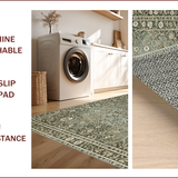 Ultra Soft Area Rug, Non Slip, Stain Resistant, Washable Area Rugs for Living Room, Bedroom, Distressed Dark Green Living Room Boho Rug(Gray)
