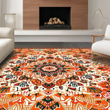 Ultra Soft Area Rug, Non Slip, Stain Resistant, Washable Area Rugs for Living Room, Bedroom, Playful Soft Blooming Pattern(Orange)