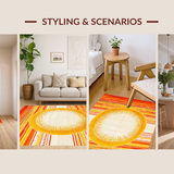 Ultra Soft Area Rug, Non Slip, Stain Resistant, Washable Area Rugs for Living Room, Bedroom, Bold Colorful Sunray Style(Orange)