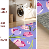 Ultra Soft Area Rug, Non Slip, Stain Resistant, Washable Area Rugs for Living Room, Bedroom, Charming Seasonal Floral Arrangement Style(Purple)