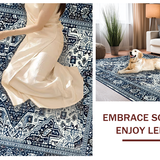 Ultra Soft Area Rug, Non Slip, Stain Resistant, Washable Area Rugs for Living Room, Bedroom, Navy Geometric Boho Elegance(Blue)