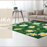 Ultra Soft Area Rug, Non Slip, Stain Resistant, Washable Area Rugs for Living Room, Bedroom, Nature-Inspired Irregular Floral Motif(Green)