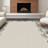 Ultra Soft Area Rug, Non Slip, Stain Resistant, Washable Area Rugs for Living Room, Bedroom, Rustic Off-White Curved Design(Beige)