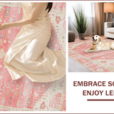 Ultra Soft Area Rug, Non Slip, Stain Resistant, Washable Area Rugs for Living Room, Bedroom, Contemporary Abstract Floral Arrangement(Pink)