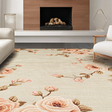 Ultra Soft Area Rug, Non Slip, Stain Resistant, Washable Area Rugs for Living Room, Bedroom, Whimsical Plush Botanical Charm(Beige)