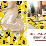 Ultra Soft Area Rug, Non Slip, Stain Resistant, Washable Area Rugs for Living Room, Bedroom, Contemporary Bee Theme Accent Piece(Yellow)
