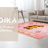 Ultra Soft Area Rug, Non Slip, Stain Resistant, Washable Area Rugs for Living Room, Bedroom, Cheerful Rustic Tiger Charm(Pink)