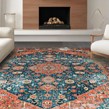 Ultra Soft Area Rug, Non Slip, Stain Resistant, Washable Area Rugs for Living Room, Bedroom, Timeless Rustic Floral Arrangement(Orange)