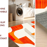 Ultra Soft Area Rug, Non Slip, Stain Resistant, Washable Area Rugs for Living Room, Bedroom, Transitional Soft Tone Geometry(Orange)