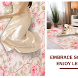 Ultra Soft Area Rug, Non Slip, Stain Resistant, Washable Area Rugs for Living Room, Bedroom, Whimsical Light Pink Floral Fantasy(Pink)