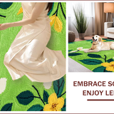 Ultra Soft Area Rug, Non Slip, Stain Resistant, Washable Area Rugs for Living Room, Bedroom, Artistic Mushroom L-Shaped Washable Kitchen Decor(Green)