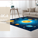 Ultra Soft Area Rug, Non Slip, Stain Resistant, Washable Area Rugs for Living Room, Bedroom, Outer Space Boys Bedroom Vibrant Planet Theme Rug(Blue)