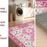 Ultra Soft Area Rug, Non Slip, Stain Resistant, Washable Area Rugs for Living Room, Bedroom, Feminine Elegant Floral Tapestry(White)
