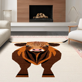 Ultra Soft Area Rug, Non Slip, Stain Resistant, Washable Area Rugs for Living Room, Bedroom, Rustic Whimsical Animal Illustration(Beige)