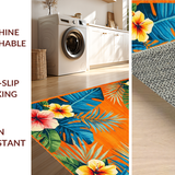 Ultra Soft Area Rug, Non Slip, Stain Resistant, Washable Area Rugs for Living Room, Bedroom, Striking Colorful Petal Composition(Orange)