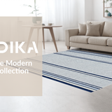 Ultra Soft Area Rug, Non Slip, Stain Resistant, Washable Area Rugs for Living Room, Bedroom, Rustic Traditional Striped Charm(Blue)