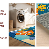 Ultra Soft Area Rug, Non Slip, Stain Resistant, Washable Area Rugs for Living Room, Bedroom, Colorful Sea Animals Kids Playroom Washable Rug(Blue)