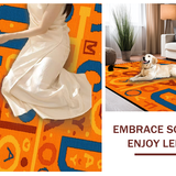 Ultra Soft Area Rug, Non Slip, Stain Resistant, Washable Area Rugs for Living Room, Bedroom, Vibrant Radial Alphabetic Inspiration(Orange)