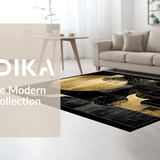 Ultra Soft Area Rug, Non Slip, Stain Resistant, Washable Area Rugs for Living Room, Bedroom, Luxurious Textured Abstract Motif(Gold)