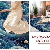 Ultra Soft Area Rug, Non Slip, Stain Resistant, Washable Area Rugs for Living Room, Bedroom, Marine Octopus Illusion Rug with Nautical Whale Motifs and 3D Ocean Swirl Art(Blue)