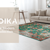Ultra Soft Area Rug, Non Slip, Stain Resistant, Washable Area Rugs for Living Room, Bedroom, Rustic Floral Abstract Expression(Green)