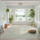 Sage Green Swirl Abstract Area Rug