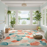 Blue Teal Abstract Pebble Area Rug