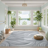 Abstract Area Grey Swirling Waves Abstract Area Rug