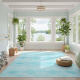 Coastal Beach Wave Blue Wave Coastal Area Rug
