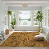 Brown Tan Swirl Abstract Area Rug