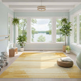 Yellow Abstract Horizontal Striped Rug