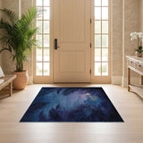 ODIKA Midnight Tropical Palm Washable Area Rug, Low Pile Non-Slip Artistic Rug