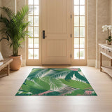 ODIKA Washable Tropical Palm Leaf Area Rug - Low Pile Non-Slip Botanical Print